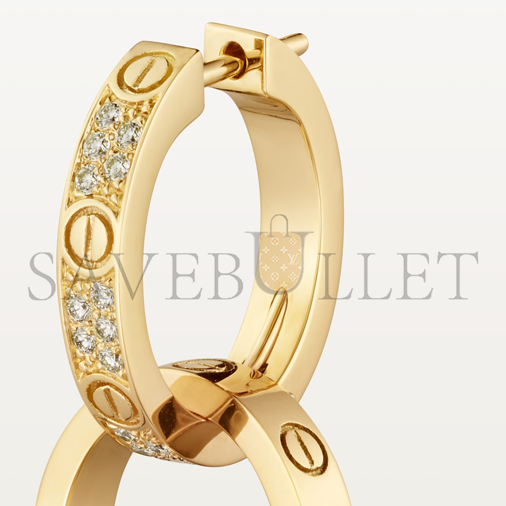 CARTIER LOVE YELLOW GOLD EARRINGS, TRANSFORMABLE, SEMI-PAVED N8515241